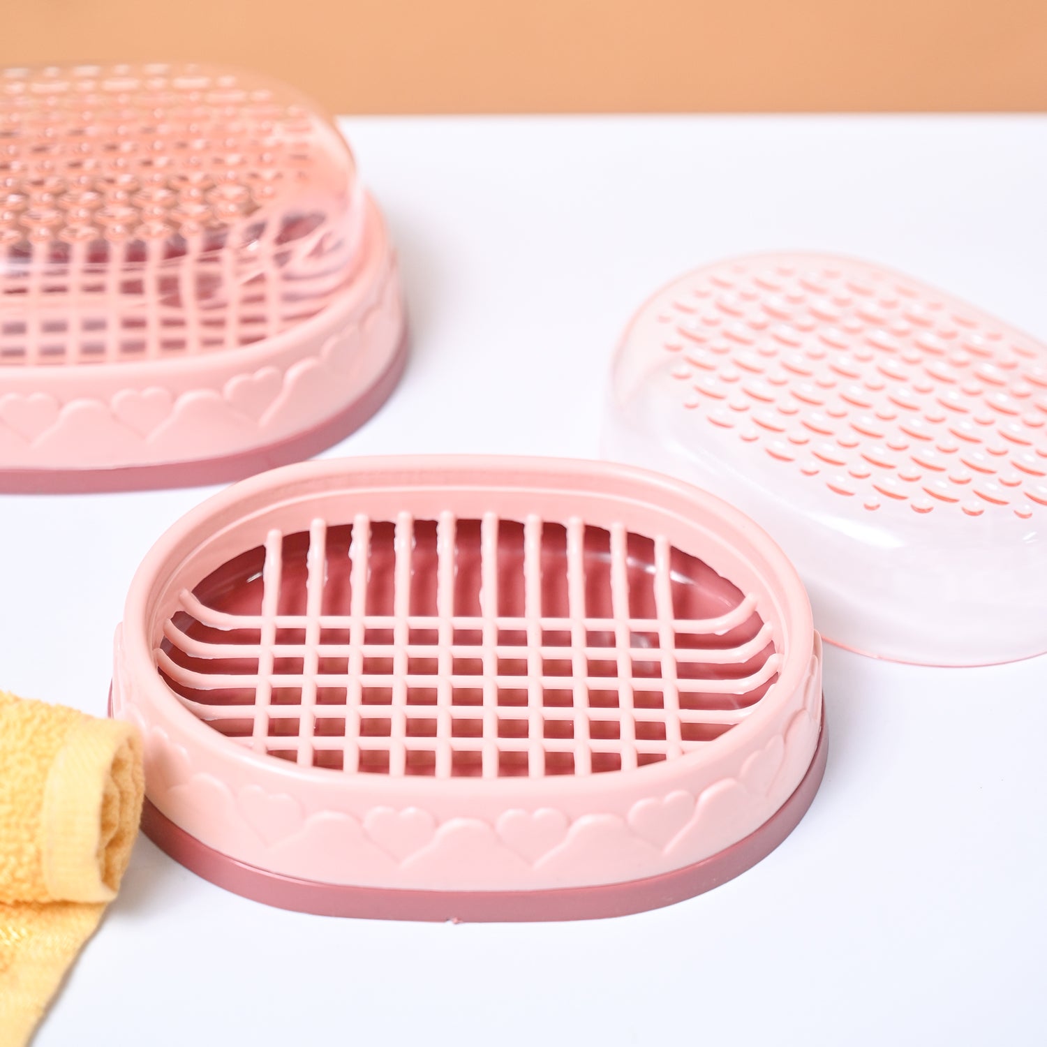 Market99 Plastic Peach Soap Dish - Set Of 2