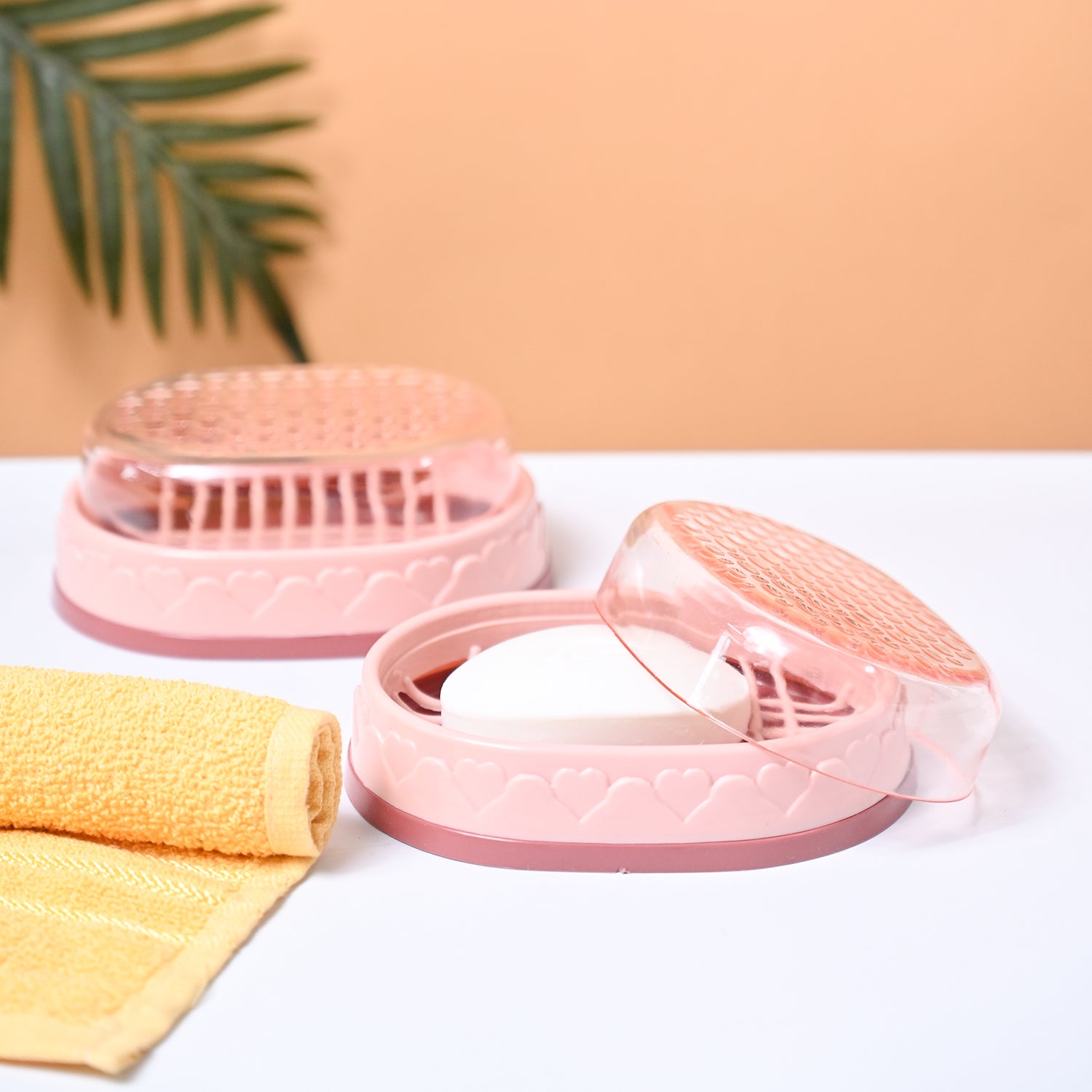 Market99 Plastic Peach Soap Dish - Set Of 2