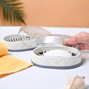 Market99 Plastic Off White & Grey Soap Dish - Set Of 2