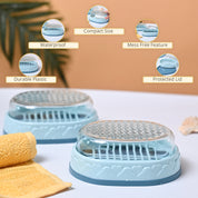 Market99 Plastic Sky Blue Soap Dish - Set Of 2