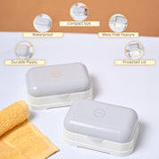 Market99 Plastic Off White & Grey Soap Dish - Set Of 2