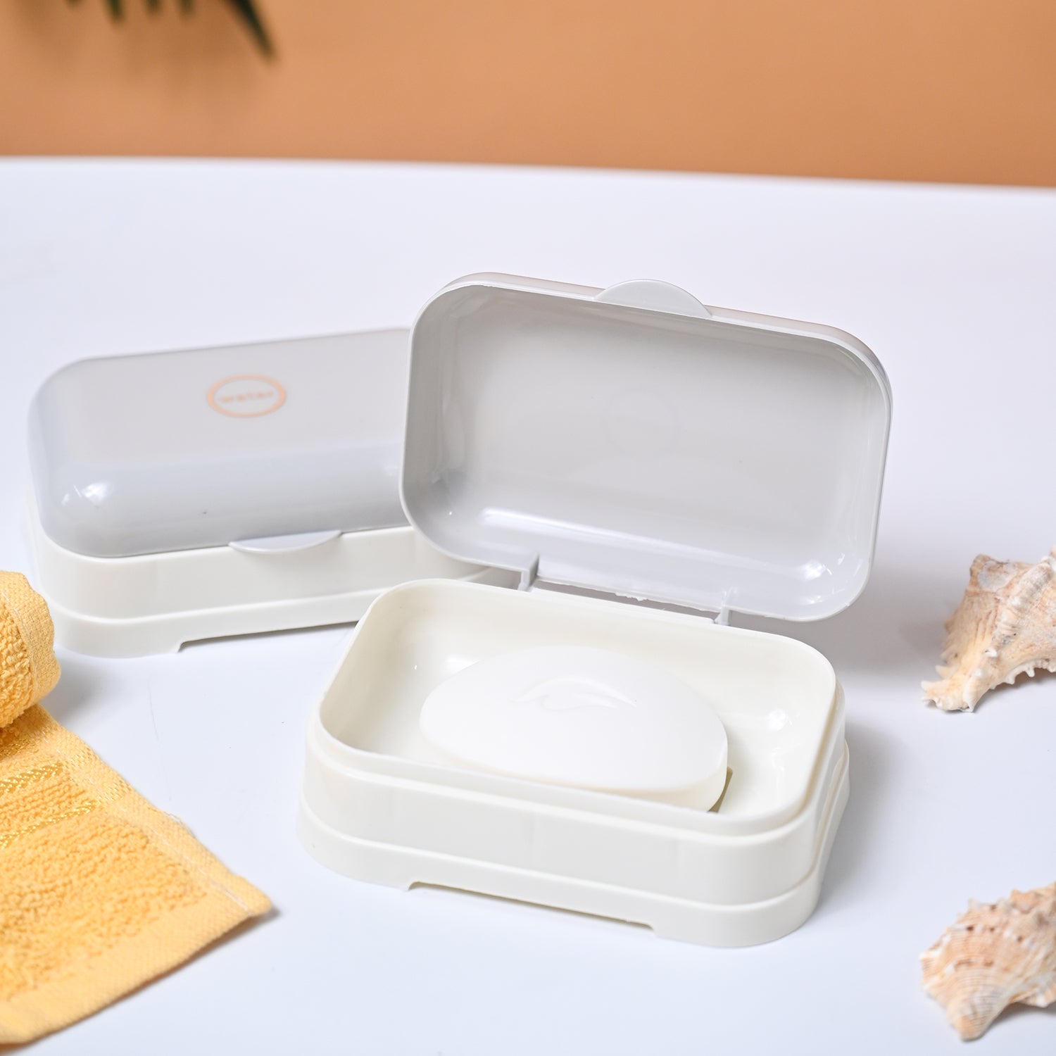 Market99 Plastic Off White & Grey Soap Dish - Set Of 2