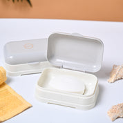 Market99 Plastic Off White & Grey Soap Dish - Set Of 2