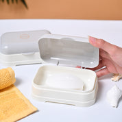 Market99 Plastic Off White & Grey Soap Dish - Set Of 2