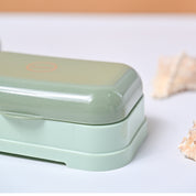 Market99 Plastic Off White & Green Soap Dish - Set Of 2