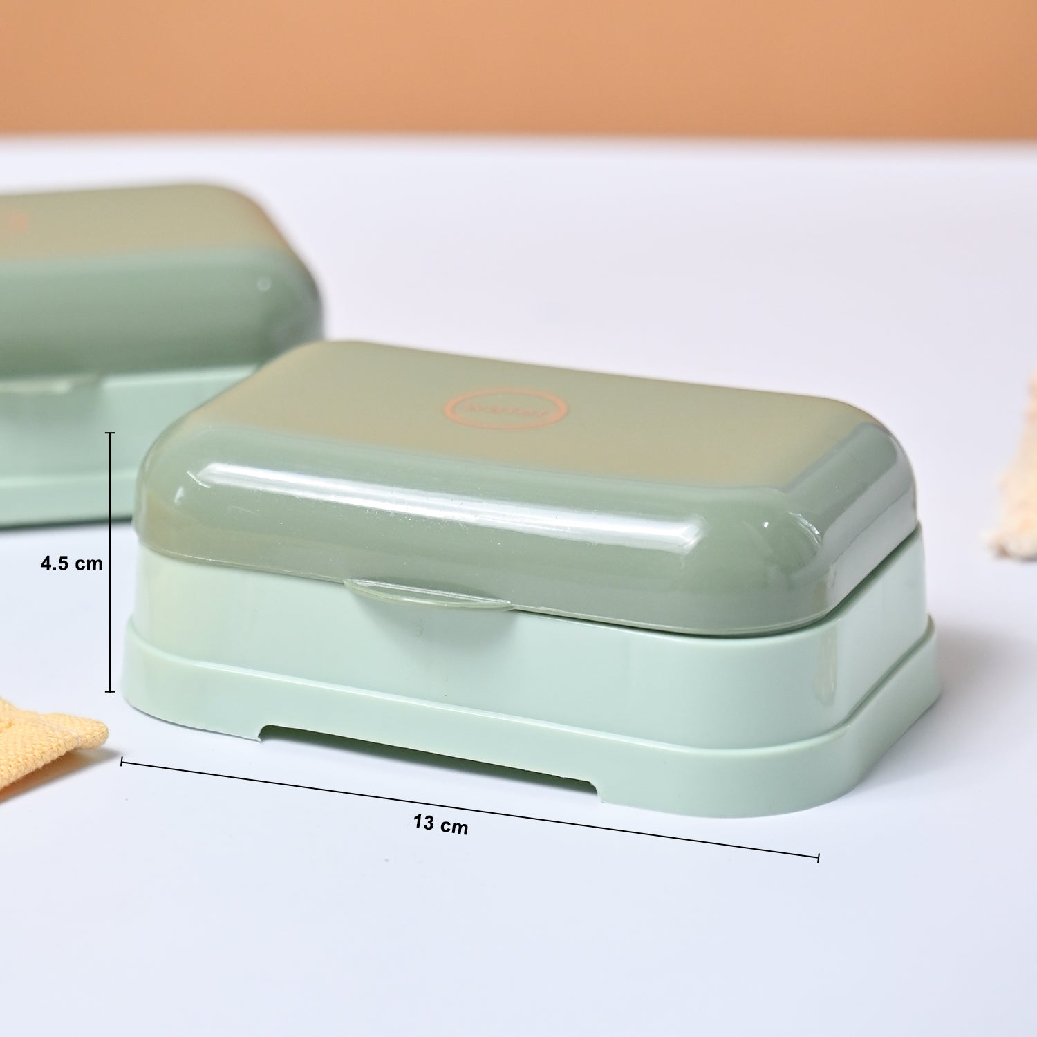 Market99 Plastic Off White & Green Soap Dish - Set Of 2