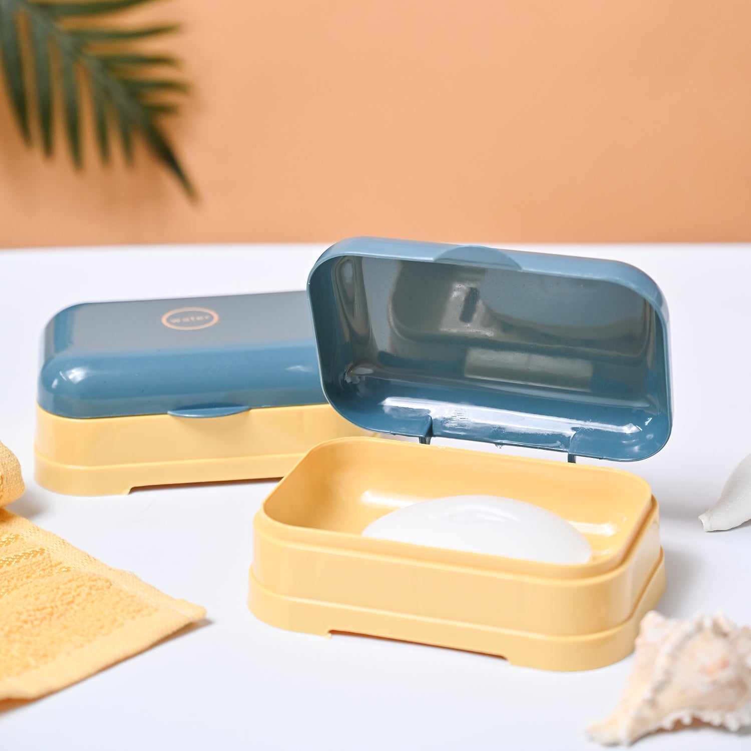 Market99 Plastic Blue & Yellow Soap Dish - Set Of 2