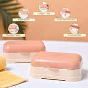 Market99 Plastic Peach Soap Dish - Set Of 2