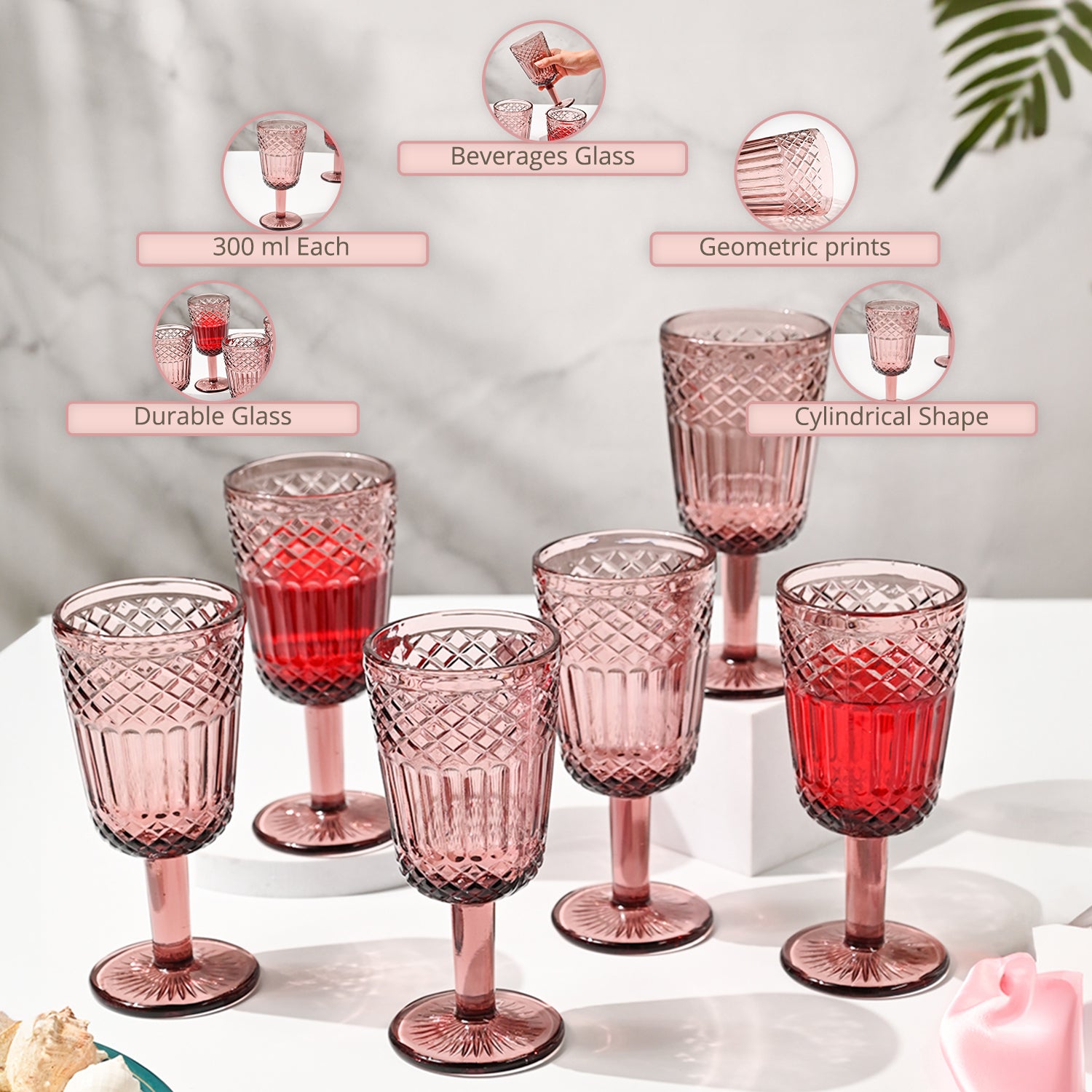 Market99 Wine Stem Glass Set Of 6 -Each (300 Ml)