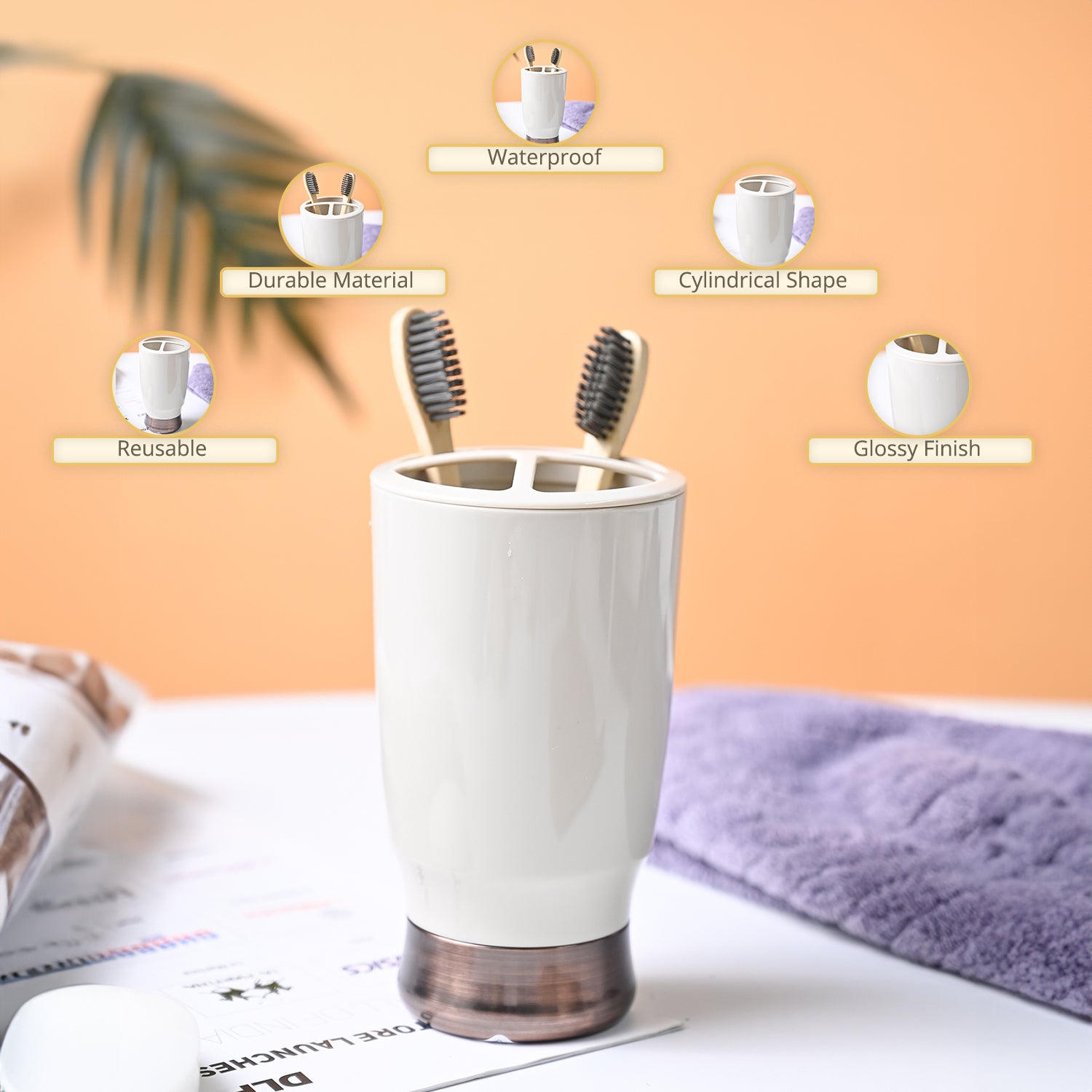 VON CASA Off White Toothbrush Holder