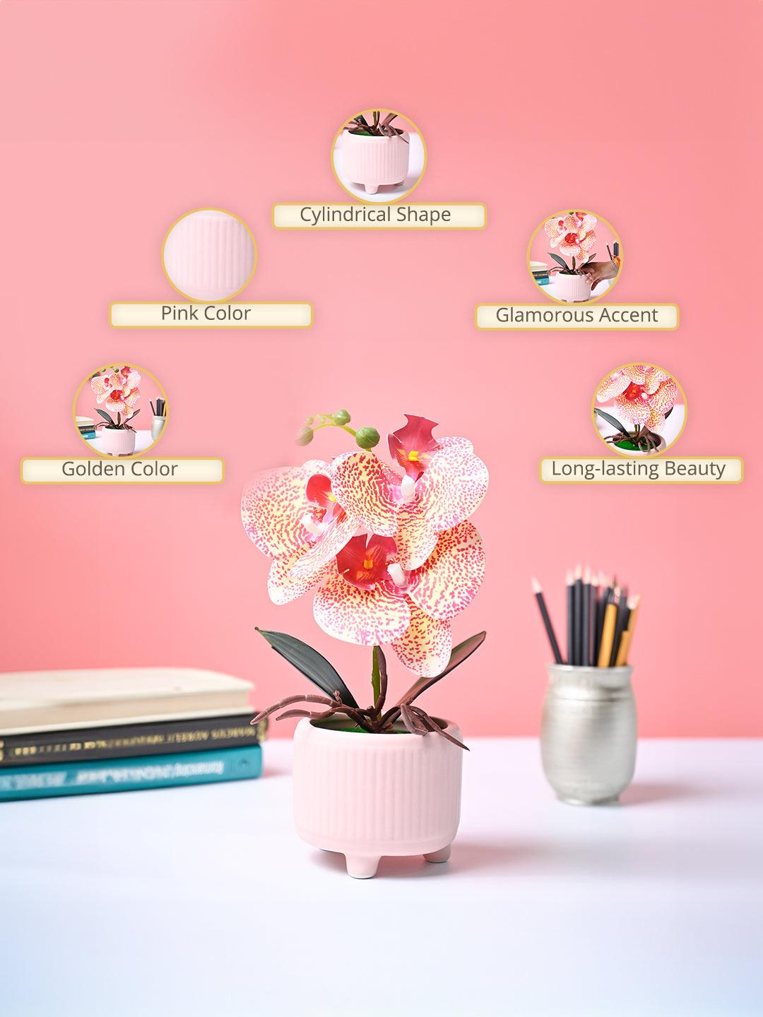 Market99 Pink Artificial Orchid Flower With Pink Pot - MARKET99