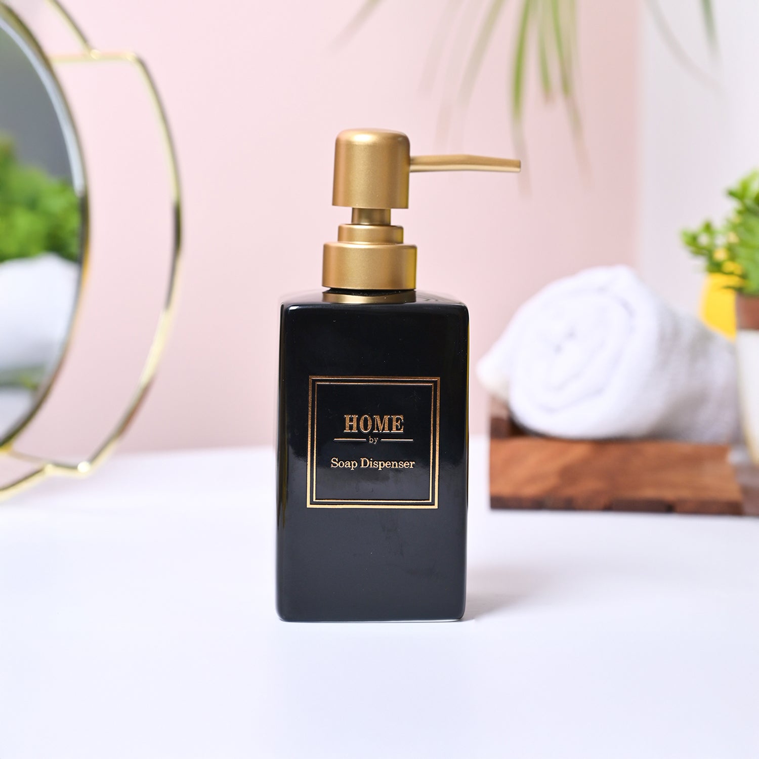 Black and Golden Square Soap Dispenser