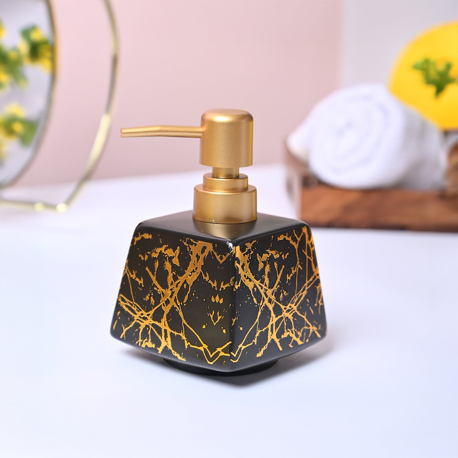 Modern Black Rectangle Ceramic Soap Dispenser