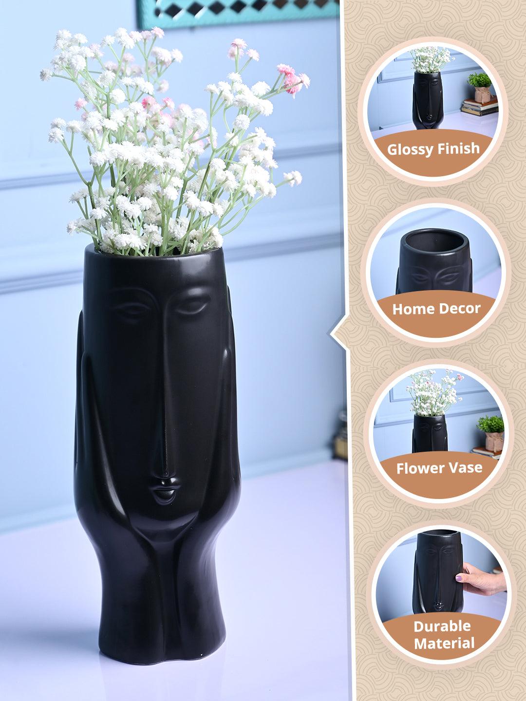 Black Glossy Ceramic Vase - Artistic Elegance - MARKET99