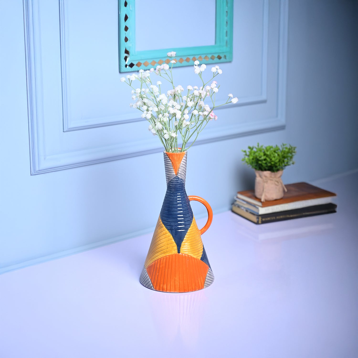 Striped Sophistication - Multi-Color Asymmetrical Vase