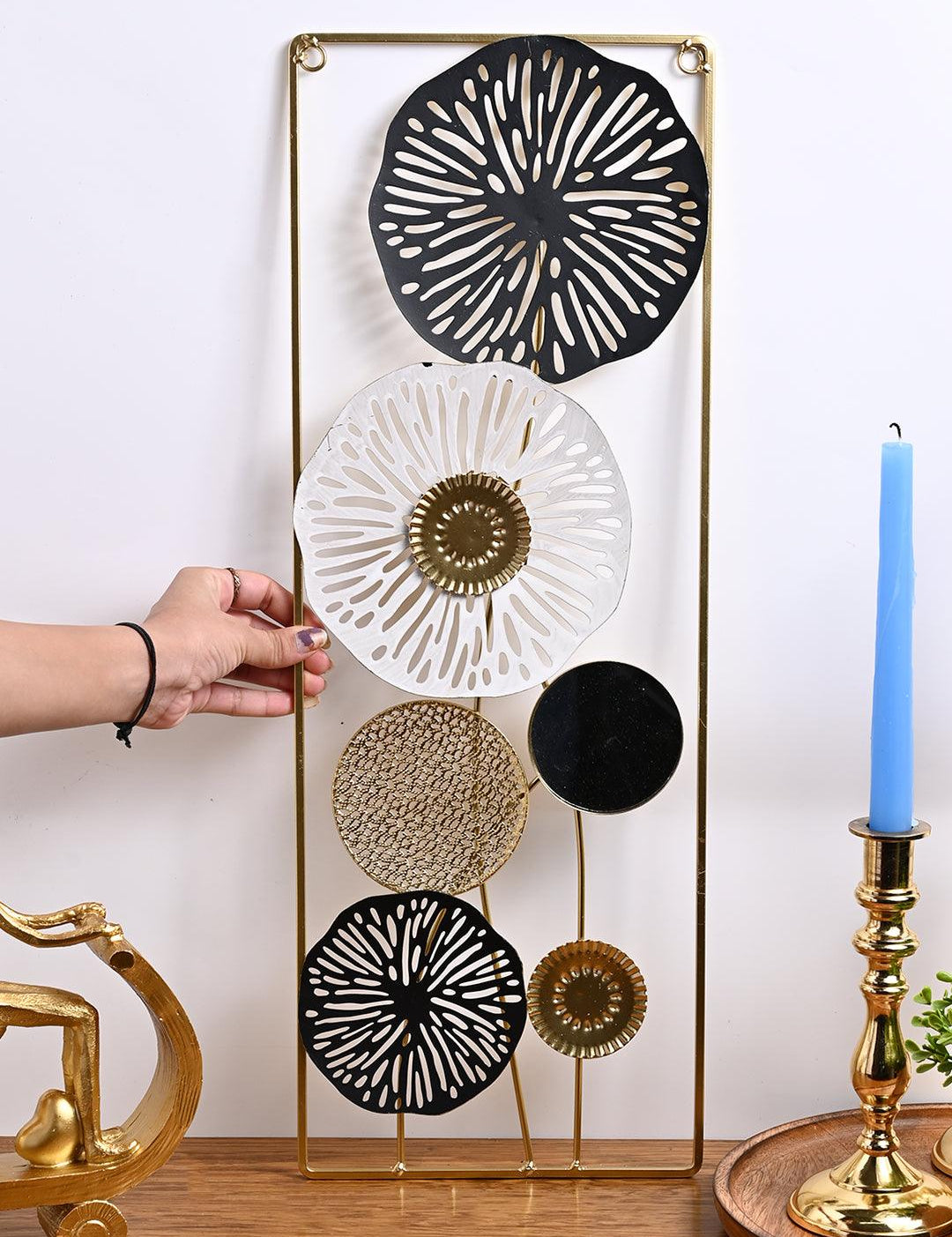 Sophisticated Bloom - Rectangular Golden Wall Plaque - MARKET99