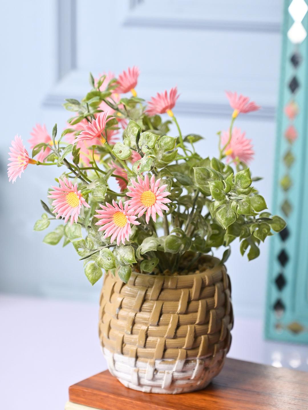 Matte Pink Serenity - Knitted Design Artificial Plant with Plastic Pot - MARKET99