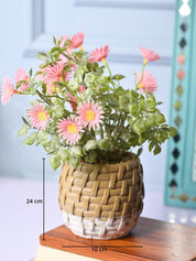 Matte Pink Serenity - Knitted Design Artificial Plant with Plastic Pot - MARKET99