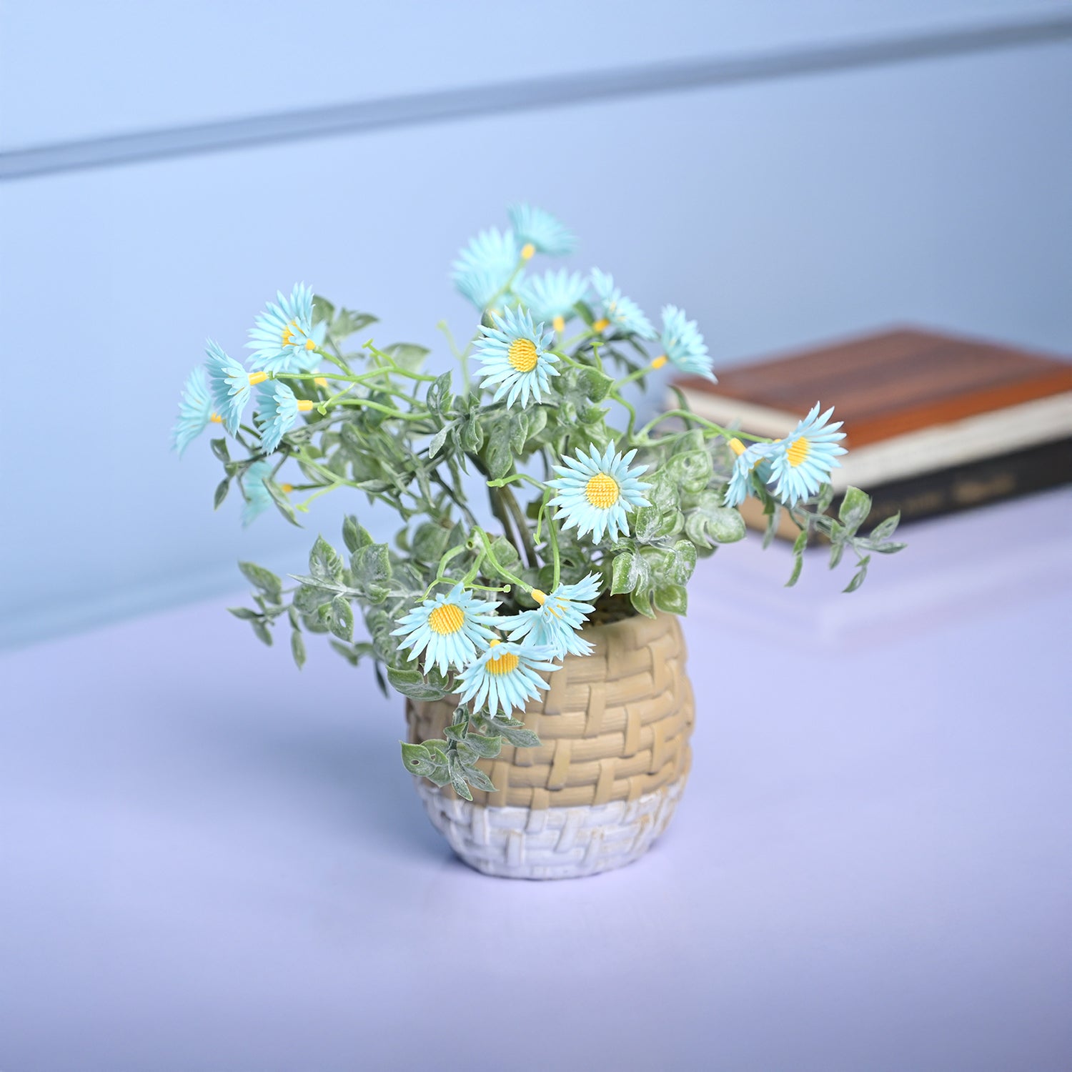 Cozy Charm - Knitted Design Faux Plant with Plastic Pot