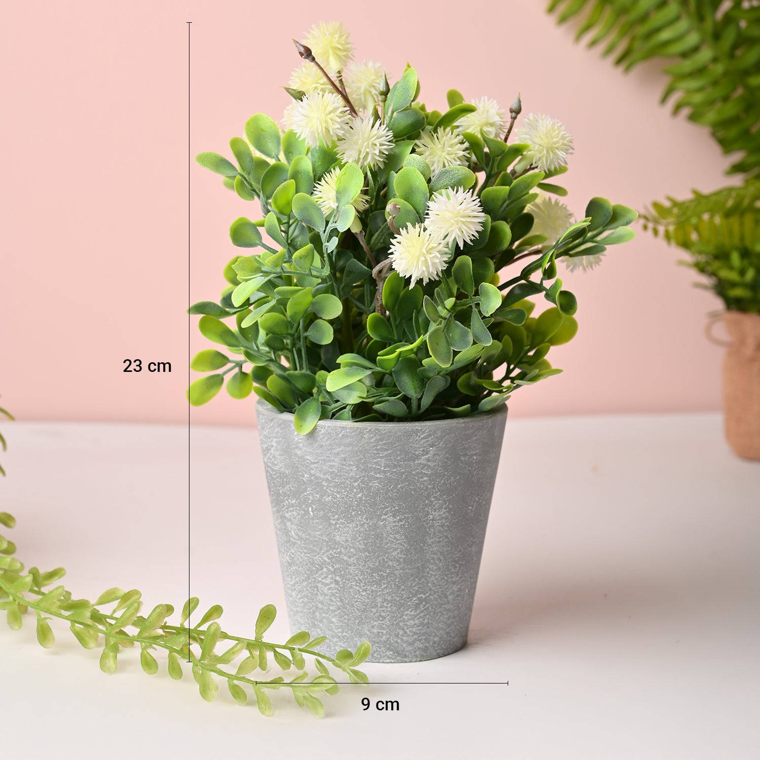 Artificial Flower With Pot – White