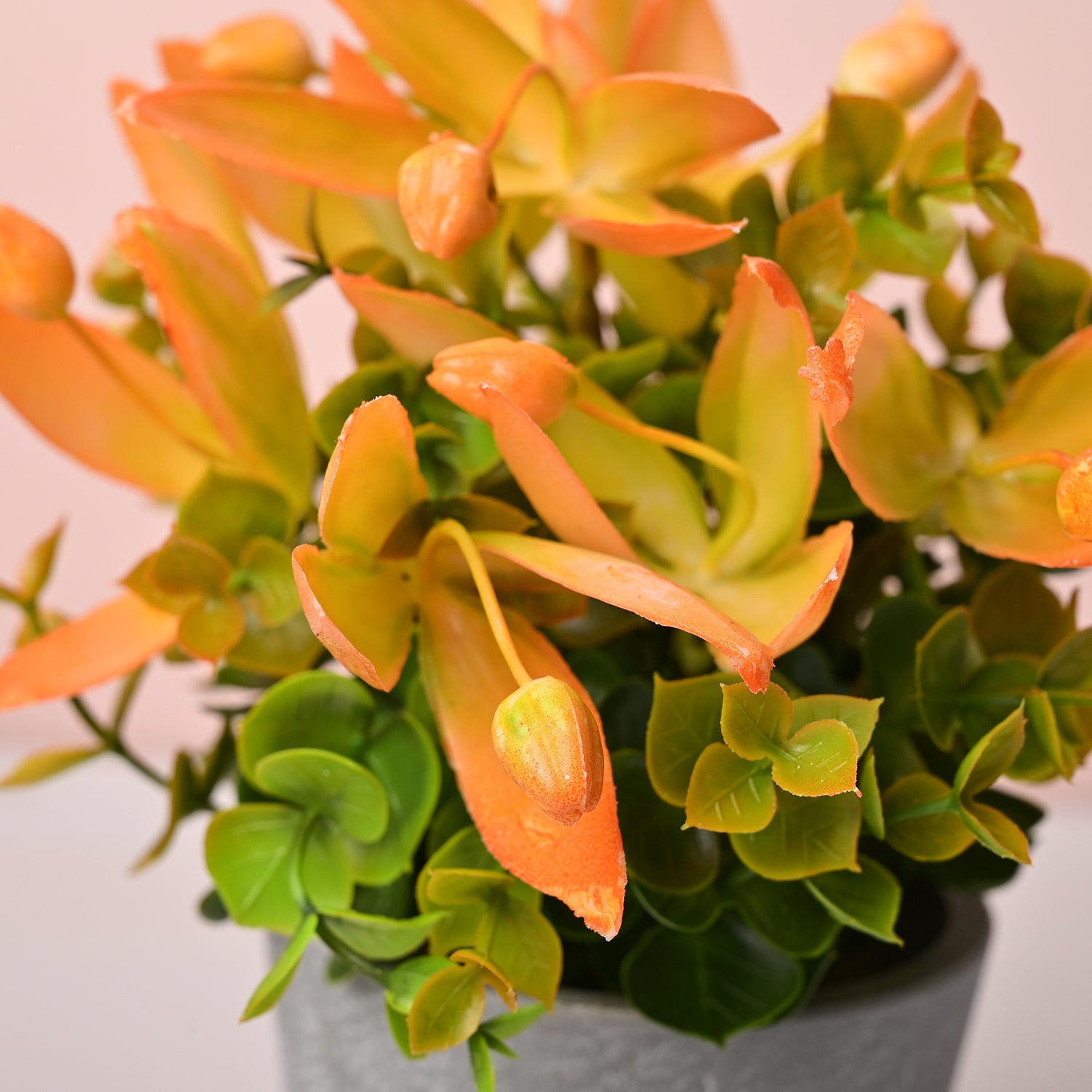 Artificial Flower With Pot – Green & Orange