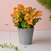 Artificial Flower With Pot – Green & Orange