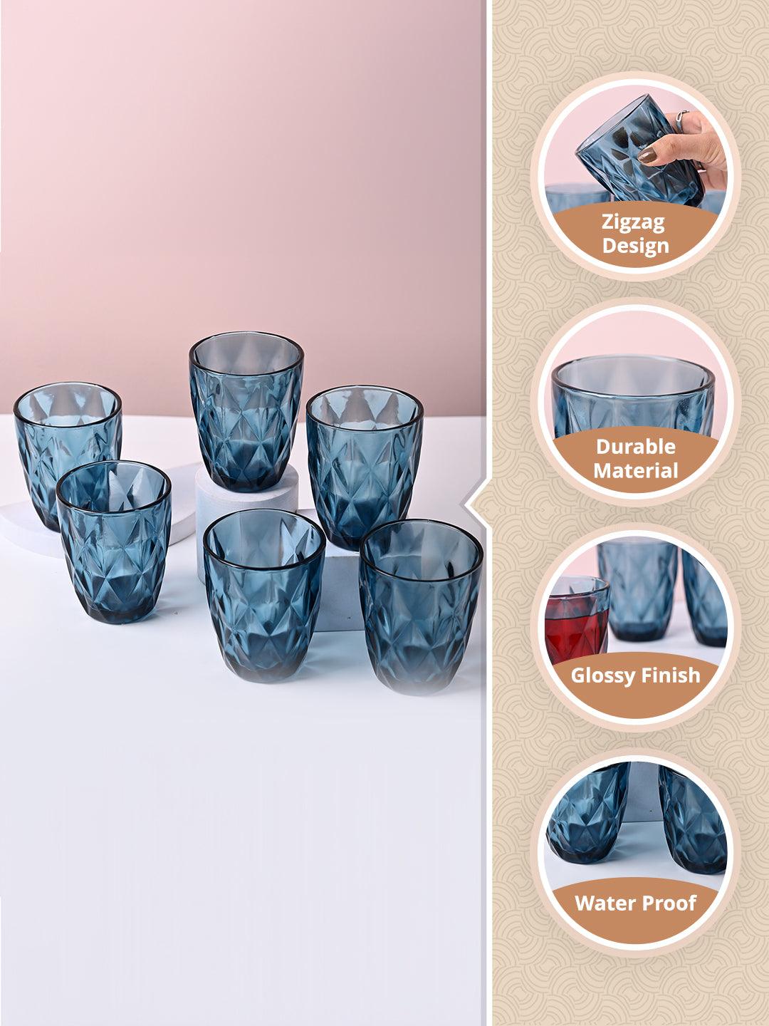 Blue Glass Tumbler Set of 6 - MARKET99