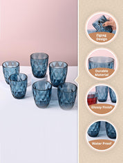 Blue Glass Tumbler Set of 6 - MARKET99