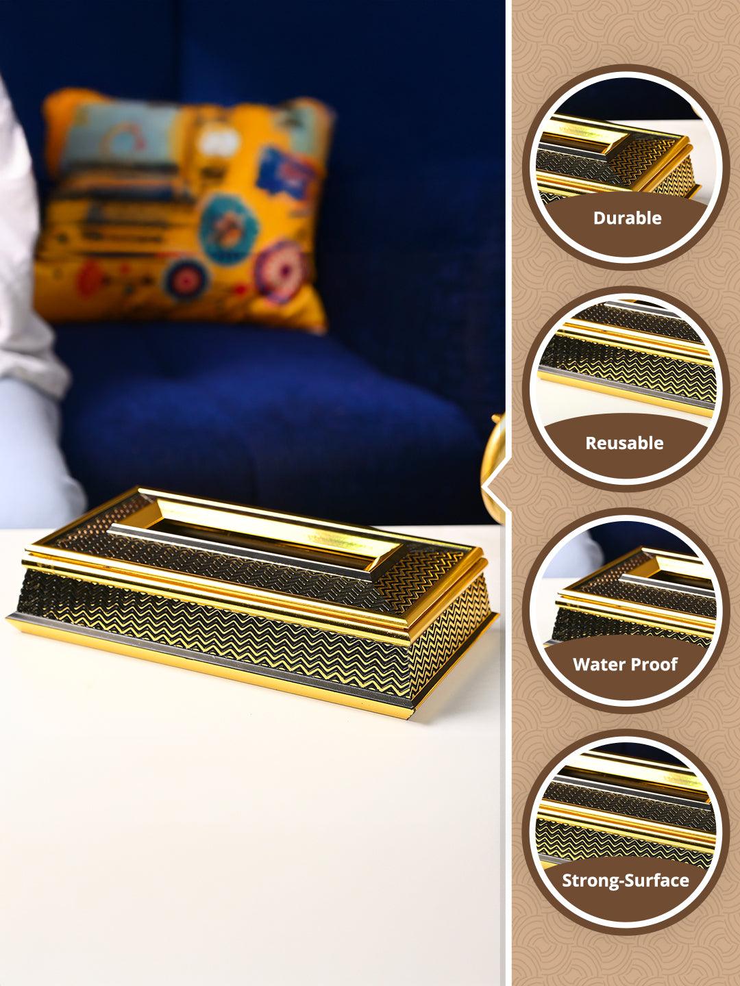 Golden Luxe Tissue Box - Rectangle Shape