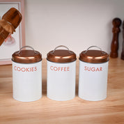 Off-White Iron Jar Set of 3 - Cylindrical Shape