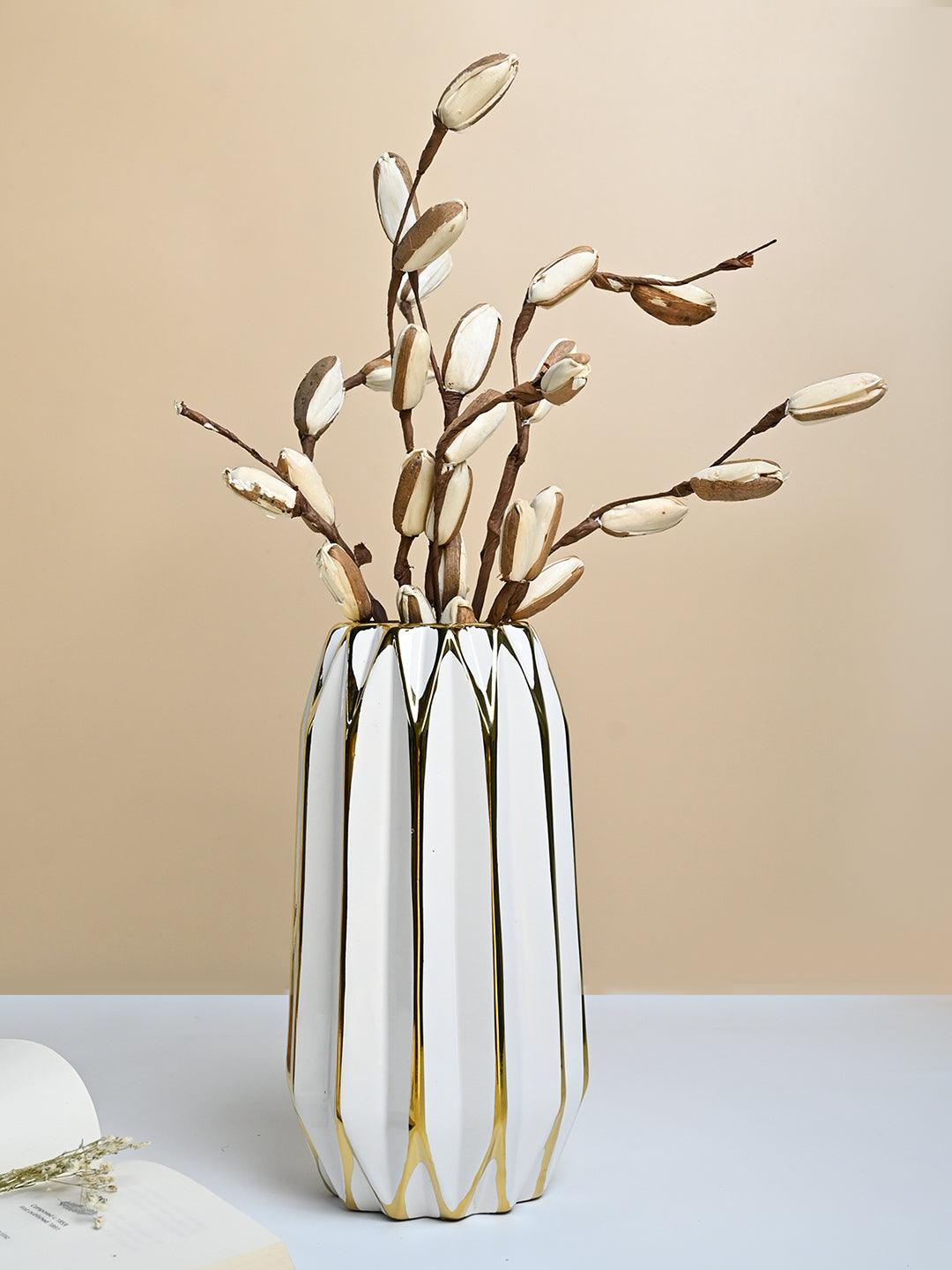 White and Gold Ceramic Vase - MARKET99
