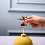 Ceramic Yellow Round Soap Dispenser - Embossed Glossy Finish
