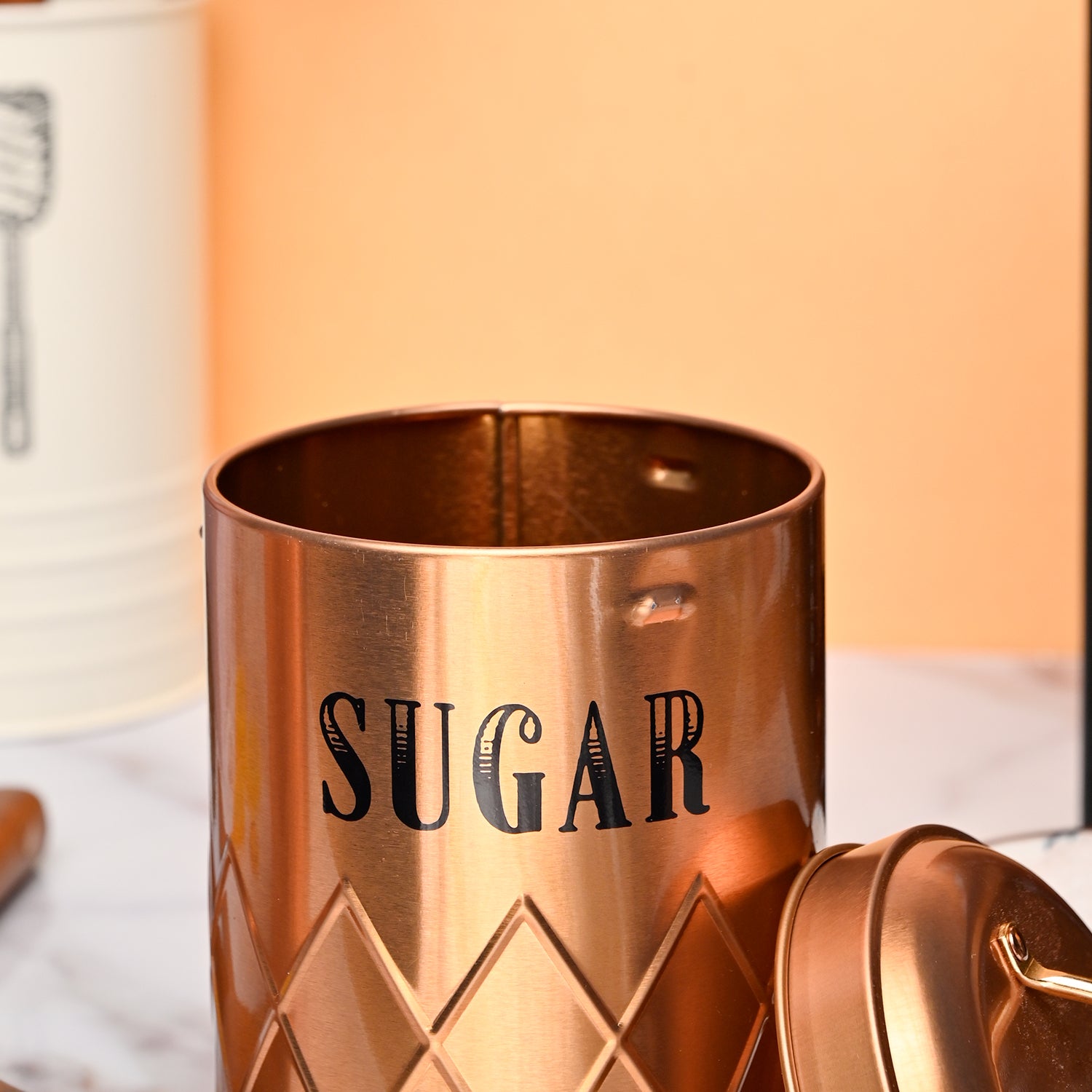 Market99 Tea & Sugar Jar Set of 2 - Golden Tin Glossy Finish