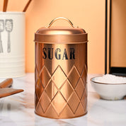 Market99 Tea & Sugar Jar Set of 2 - Golden Tin Glossy Finish