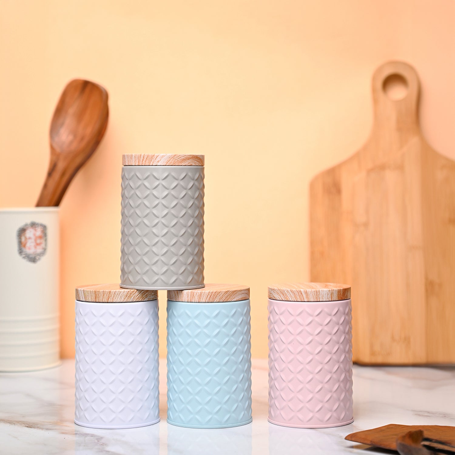 Market99 Jar Set of 4 (507 ml) - Multi Tin Glossy Finish