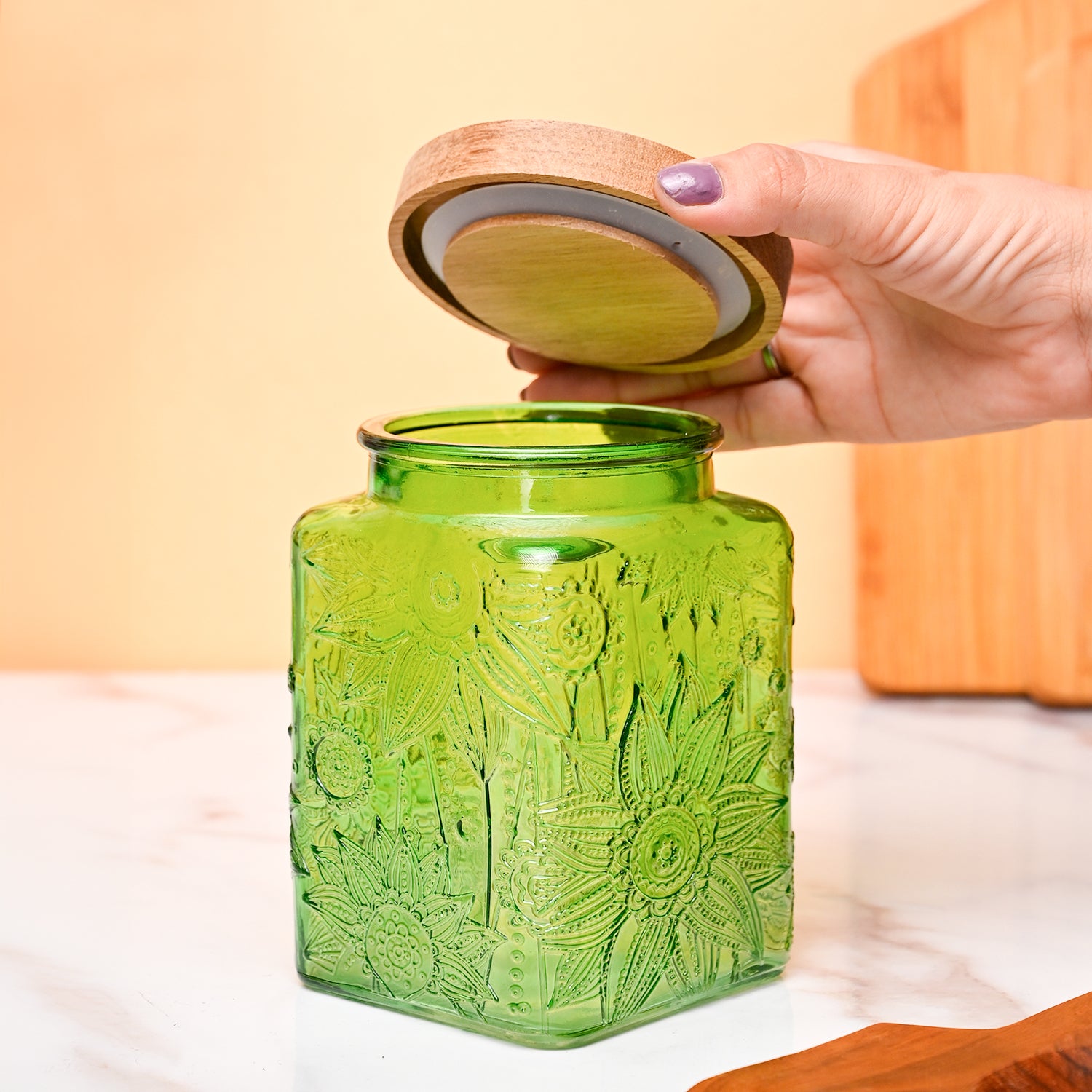 VON CASA Jar Set of 3 PCS 800ml - Multi Glass Glossy Finish