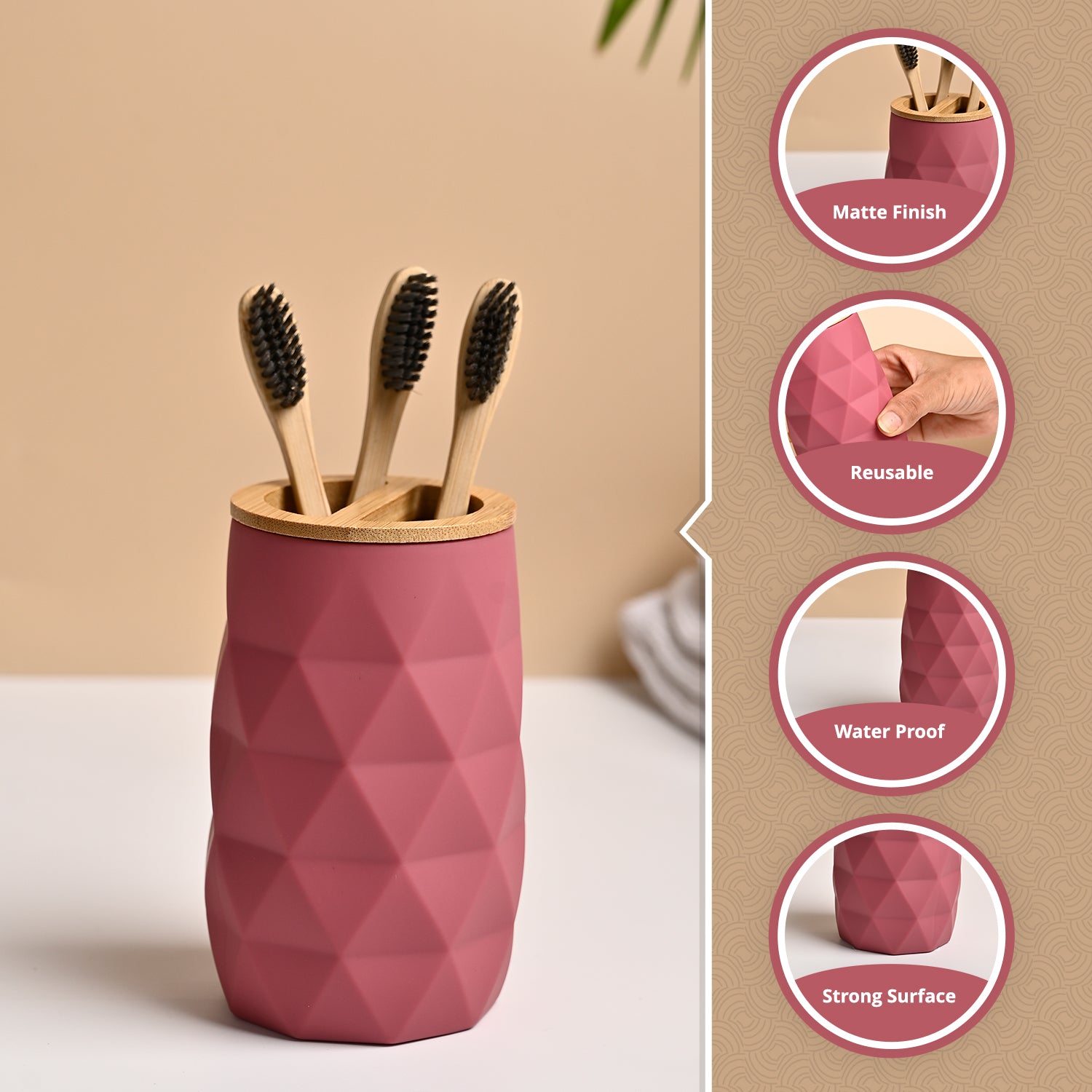 VON CASA Pink Toothbrush Holder