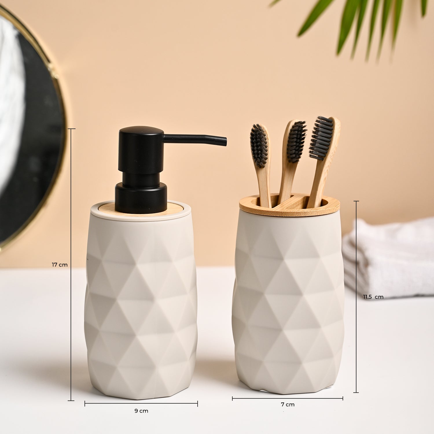 VON CASA 2Pcs Grey Plastic Bathroom Set