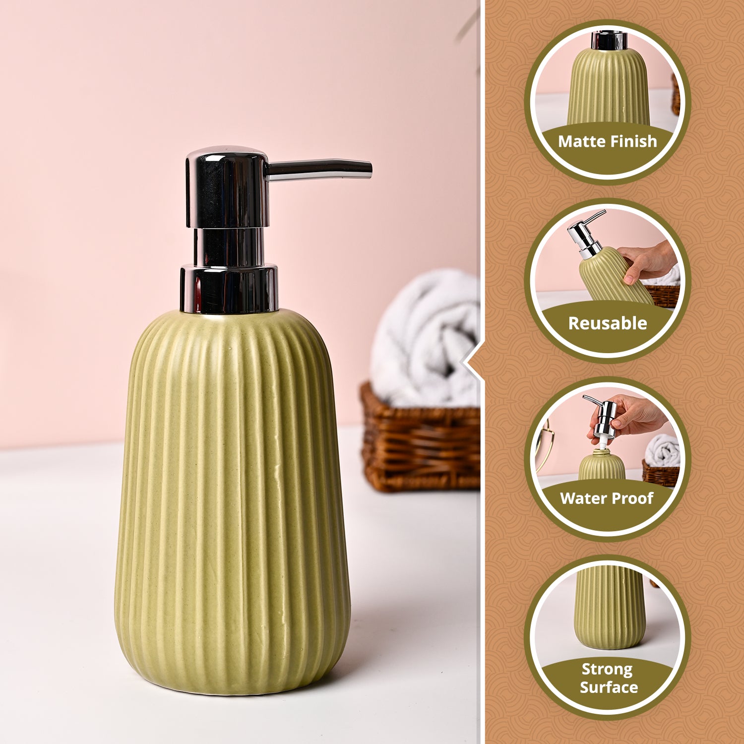 VON CASA Mint Green Polyresin Soap Dispenser - 270ml