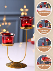 VON CASA Red 2 Votive Tea- Light Holder - MARKET99