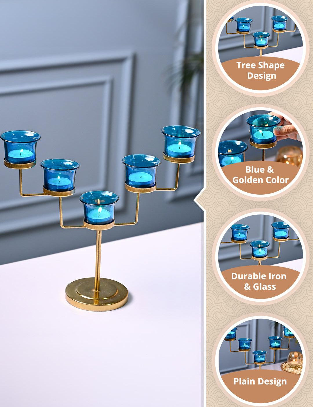 VON CASA Turquoise 5 Votive T- Light Holder - MARKET99