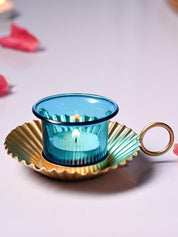 VON CASA Tea-Light Holder Set Of 2 - Turquoise - MARKET99