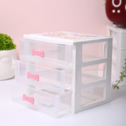 Small Desk 3-Layer Drawer, Love Cat Print