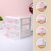 Small Desk 3-Layer Drawer, Love Cat Print