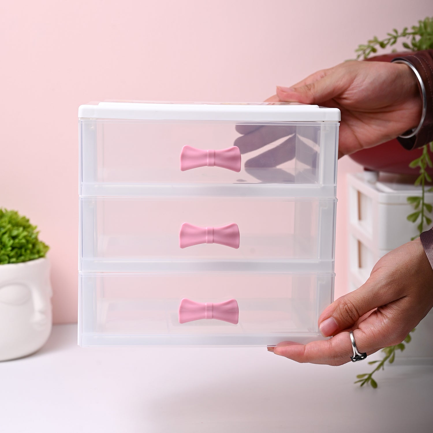 Small Desk 3-Layer Drawer, Love Cat Print