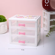 Small Desk 3-Layer Drawer, Love Cat Print