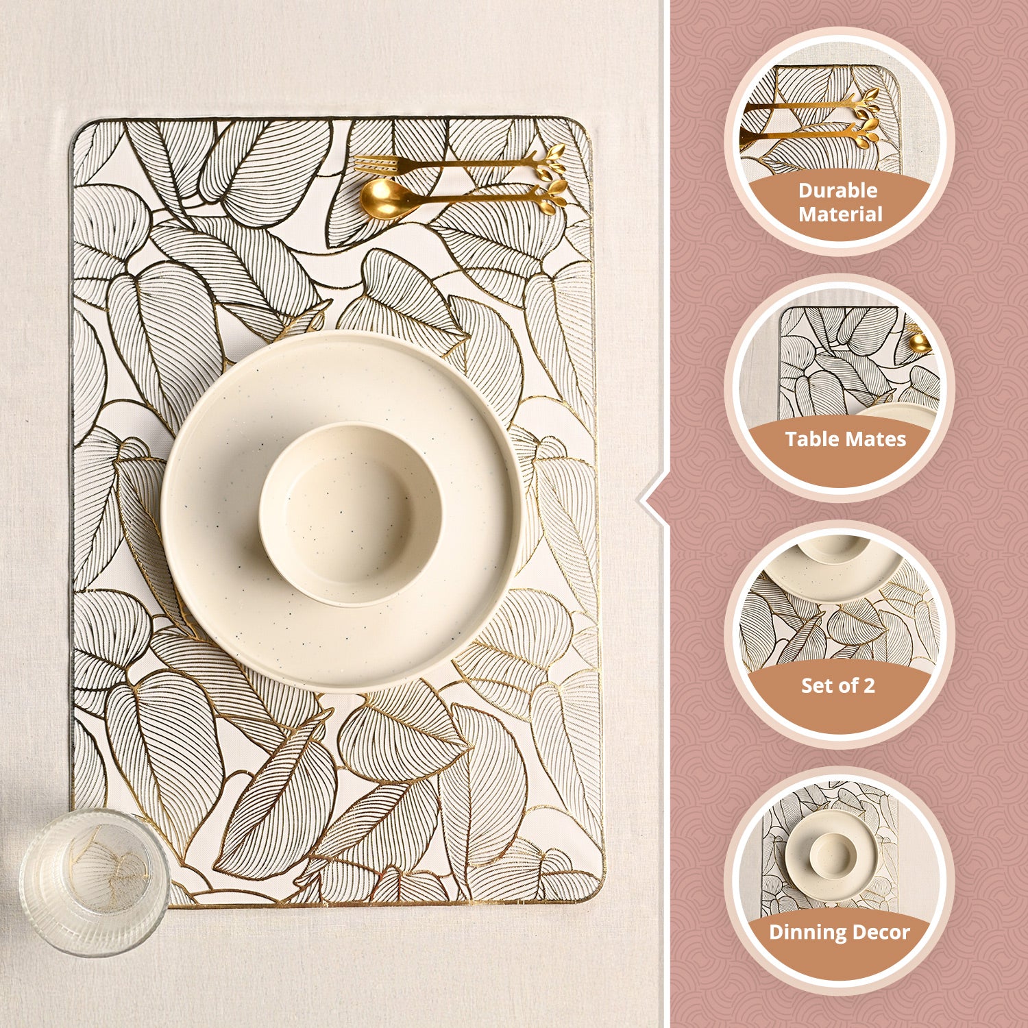 VON CASA Golden Placemat Set Of 2