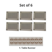 VON CASA Light Green Table Runner with Placement Pack Of 7