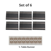 VON CASA Brown Table Runner with Placement Pack Of 7