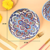VON CASA Ceramic Mandala Light Blue Round Platter